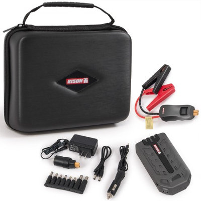 BISON© Premium Portable Power Bank and Car Jump Starter with Carrying Case - 16,000mAh, Peak 800A