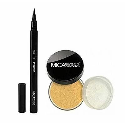 Bundle 2 Items : Mica Beauty Mineral Foundation Mf-1 Porcelain Caramel +Felt Tip Liquid Eyeliner
