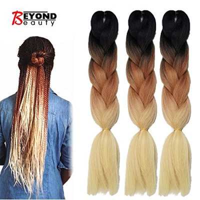 Synthetic Yaki Straight Ombre Jumbo Braiding Hair Extensions High Temperature Fiber Crochet Braids Hairstyles