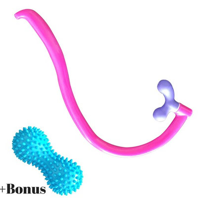 FOMI Pink Trigger Point Back Scratch Stick + Bonus Peanut Ball Massage. Waterproof Portable For Bath Home. Reduce Stress, Anxiety, Pain. (Pink)