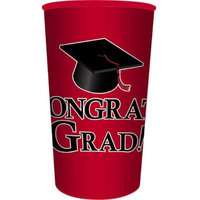Hoffmaster Group 014393 20 by 1 Count Red Graduation 22 oz Printed Plastic Cups - Case of 20