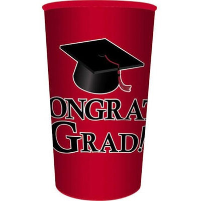 Hoffmaster Group 014393 20 by 1 Count Red Graduation 22 oz Printed Plastic Cups - Case of 20