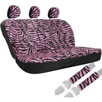 Oxgord 8-Piece Velour Zebra Striped Animal Print Low Back Rear Bench Car Seat Cover