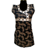 Royal Kraft Handmade Block Printed Women Cotton Top With Paper Mior & Lace (Free Shipping) LLtop0146