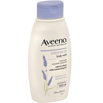 AVEENO Active Naturals Body Wash, Stress Relief 12 oz (4 Pack)