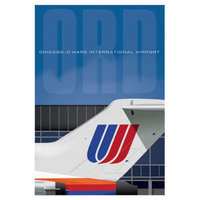 Jetage Aviation Art JA027 14 x 20 in. Ord Airport United Tail Poster