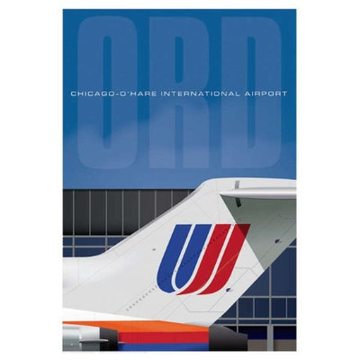 Jetage Aviation Art JA027 14 x 20 in. Ord Airport United Tail Poster