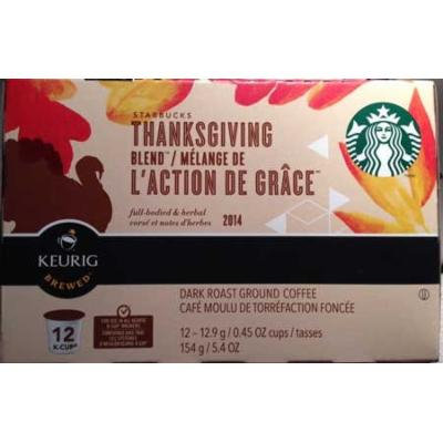 Starbucks 2014 Thanksgiving Blend K Cups - 12 Cups