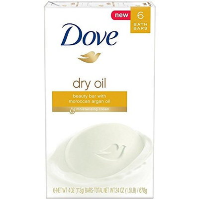 Dove Beauty Bar, Dry Oil, 4 oz bars, 6 ea (5 Pack)