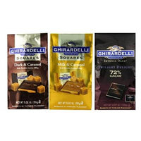 Ghirardelli Chocolate Squares 3 Flavor Variety Bundle, (1) each: Dark & Caramel, Milk & Caramel, Intense Dark Twilight Delight 72% Cacao