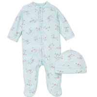 Little Me Baby Girls' 2-Piece Floral Spray Hat & Footed Coverall Set