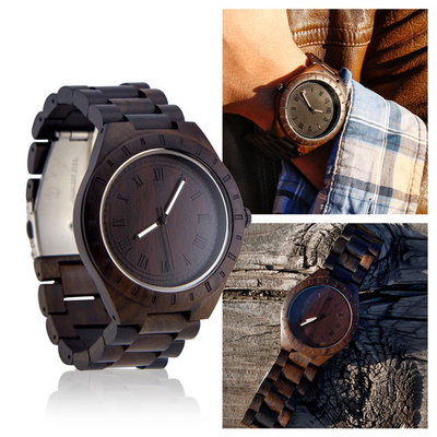 Men's Unique Luxury Wristwatch Casual Wooden Quartz Watches Fashion Natural Wood Watch - Dark Brown