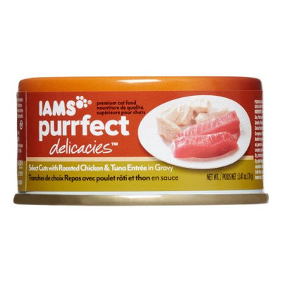 Iams Purrfect Delicacies Select Cuts with Roasted Chicken & Tuna Entrée in Gravy Wet Cat Food, 2.5 Oz (Case of 24)