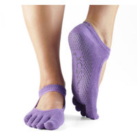 ToeSox Bella Full Toe Grip Ankle Socks--Light Purple,Women's 8.5-10.5
