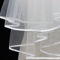 Kalttoyi Bridal Wedding Veils, Two Layers Tulle Ribbon Edge, Bridal Veils Accessories