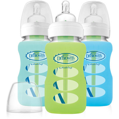 9oz Wide Neck Glass Bottles in Silicone Sleeve, 3pk, Boys