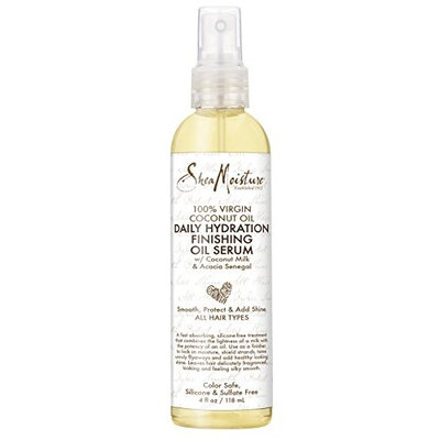 SheaMoisture 100% Virgin Coconut Oil Daily Hydration Finishing Oil Serum, 4 Oz