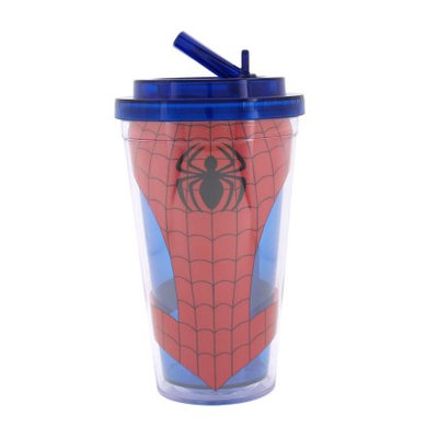 Silver Buffalo, Llc Spider-Man Uniform 16oz Plastic Flip Straw Cold Cup