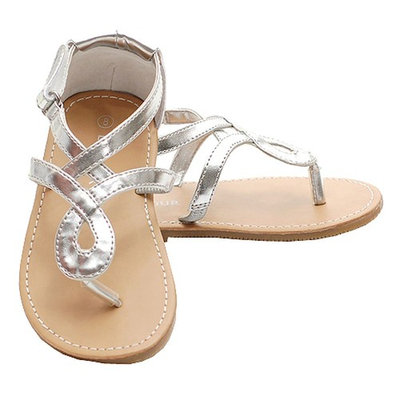 Silver Loop Strap Spring Sandals Shoes Toddler Little Girls 7-4