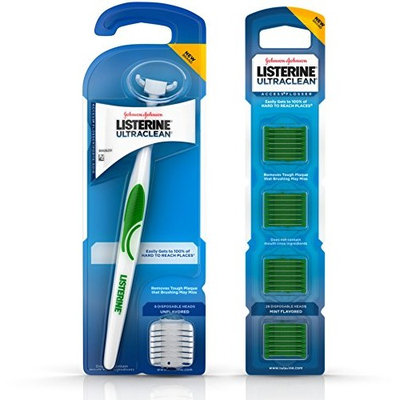 Listerine Ultraclean Access Snap-On Flosser & Flosser Refill Head 28 ea, Pack for Proper Oral Care, Mint Flavor 1 ea