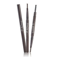 Frcolor 2 in 1 Waterproof Eyebrow Pencil Brush Set Automatic Eye Brow Long Lasting Makeup (Black)