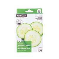 Naturally Sheet Mask, Cucumber, 5 Ct