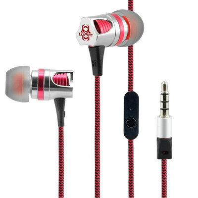 Cliptec Silver FORCE Gaming Stereo 3.5mm Wired In-Ear Headphones Noise Isolation In-line Control Mic