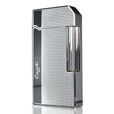 Caseti Windsor Chrome Reticulate Grid With Black Lacquer Flint Traditional Flame Lighter (Set of 6)