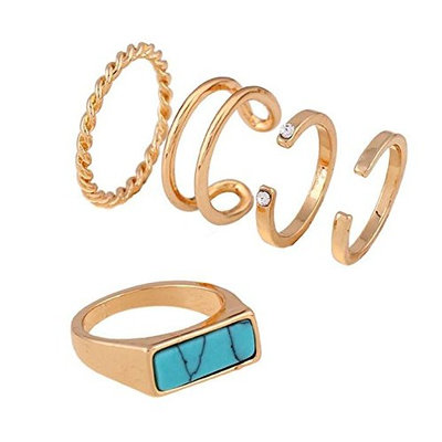 5 Pcs Suit ring female joint ring With the blue or white stone