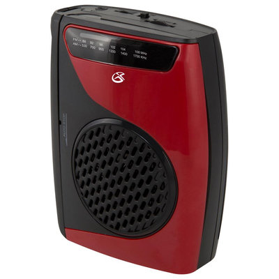 AM/FM Cassette Player/Recorder, Red/Black