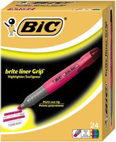 BIC Brite Liner Grip Highlighters, Chisel Tip, 24/Box