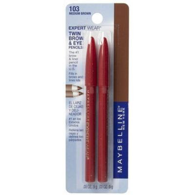 Maybelline Expert Eyes Twin Brow & Eye Pencils, Medium Brown (Quantity of 5)