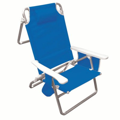 Chaby Intl Hawaiian Tropic 5 Position folding beach chair with carrying strap, pocket organizer, head rest pillow, cup holder