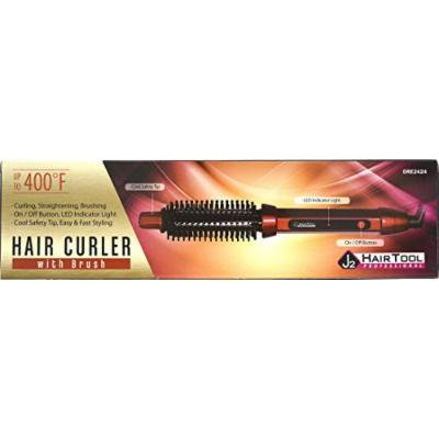 Professional Hair Curler with Brush Red, curling iron, hair curling, hair brush, hair straightener, fast styling easy to use, easy styling, LED lights
