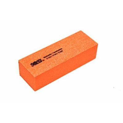 Sassi White/Orange 3 Way Emery Block 100/180/180 Grit - 50 pieces, Nail polishing block, nail buffer, quick shine, sanding file, nail art, shiner, buffer, buffing, manicure, pedicure
