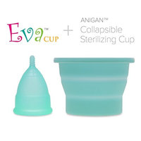 Anigan EvaCup Reusable Menstrual Cup and Collapsible Sterilizing Cup Set, Eco-Friendly, Large Rose