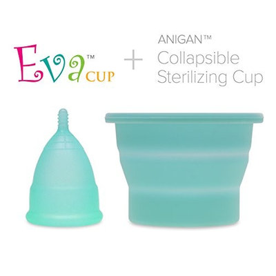 Anigan EvaCup Reusable Menstrual Cup and Collapsible Sterilizing Cup Set, Eco-Friendly, Large Rose