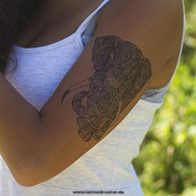 5 x Elephant Mandala Tattoo - buddhist Symbol - Africa Design - Skin Tattoo (5)