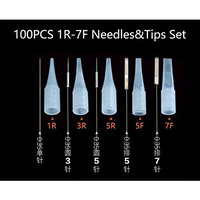 100PCS Mixed Size Eyebrow Tattoo Needles&Tips Set for Eyebrow Tattoo Pen Machine Permanent Makeup Manual Disposable Sterilized(Tips Inner Diameter:4mm)