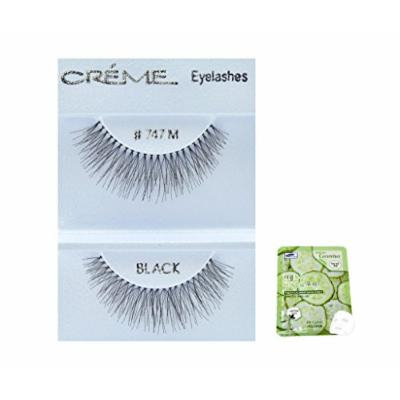 12 Pairs Creme 100% Human Hair Black Natural False Eyelashes Dozen Pack #747M