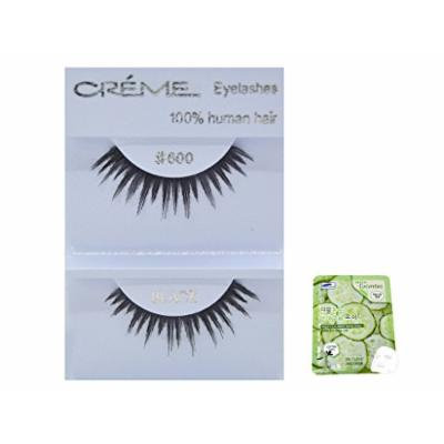 12 Pairs Creme 100% Human Hair Black Natural False Eyelashes Dozen Pack #600