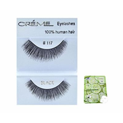 12 Pairs Creme 100% Human Hair Black Natural False Eyelashes Dozen Pack #117