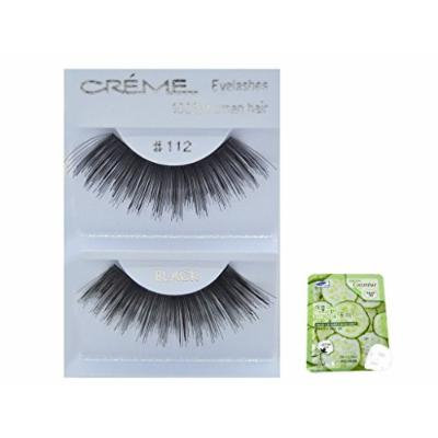 12 Pairs Creme 100% Human Hair Black Natural False Eyelashes Dozen Pack #112