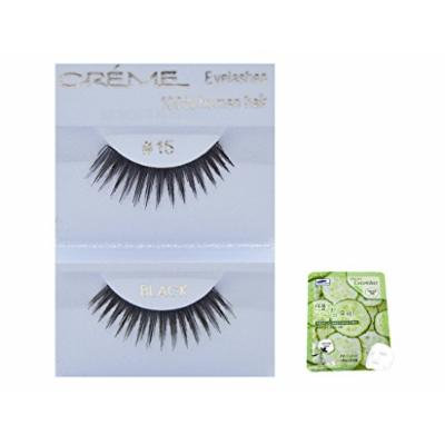 12 Pairs Creme 100% Human Hair Black Natural False Eyelashes Dozen Pack #15