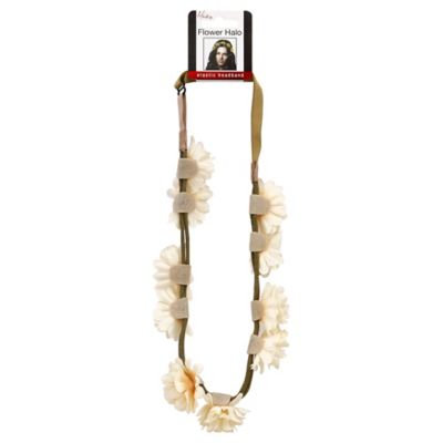 Mia Flower Halos Headwrap with Beige Flowers