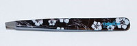 DreamCut Black with White flowers Expert Slant Tweezers
