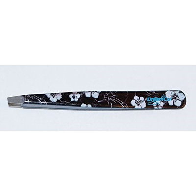 DreamCut Black with White flowers Expert Slant Tweezers