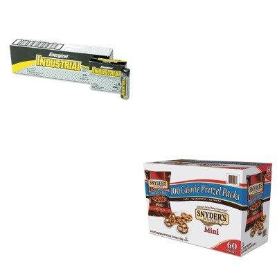 KITEVEEN91SNY827582 - Value Kit - Snyder's Mini Pretzels, Original (SNY827582) and Energizer Industrial Alkaline Batteries (EVEEN91)