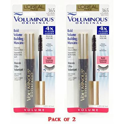 L'oreal Paris Voluminous Original Waterproof Mascara - Black Brown 365 (Pack of 2)