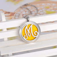 12 Pads Monogram M Perfume Essential Oil Diffuser Necklace Aromatherapy